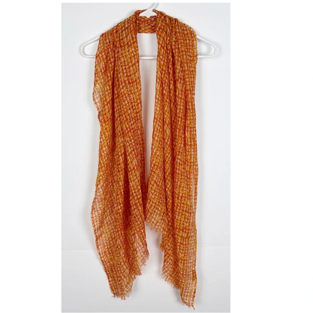 Bindya New York Scarf 100% Wool Orange Yellow Print